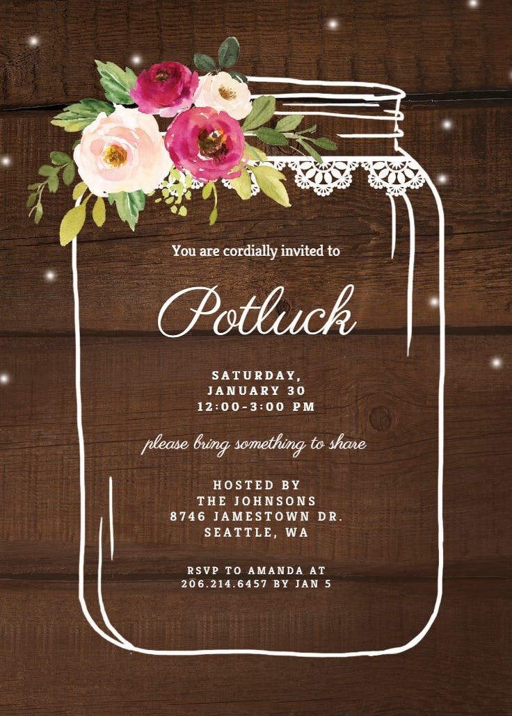 Jar - potluck invitation